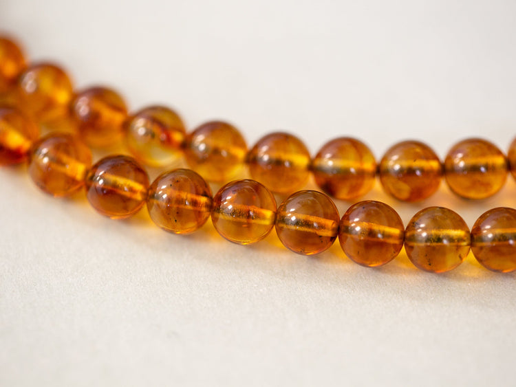 Close up of Amber bead mala