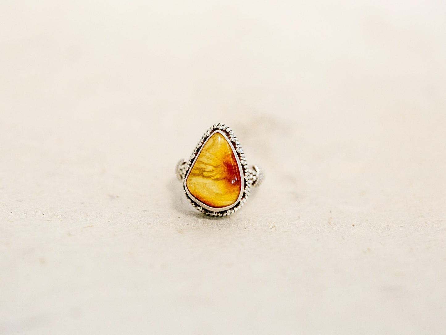 Amber Sterling Silver Ring