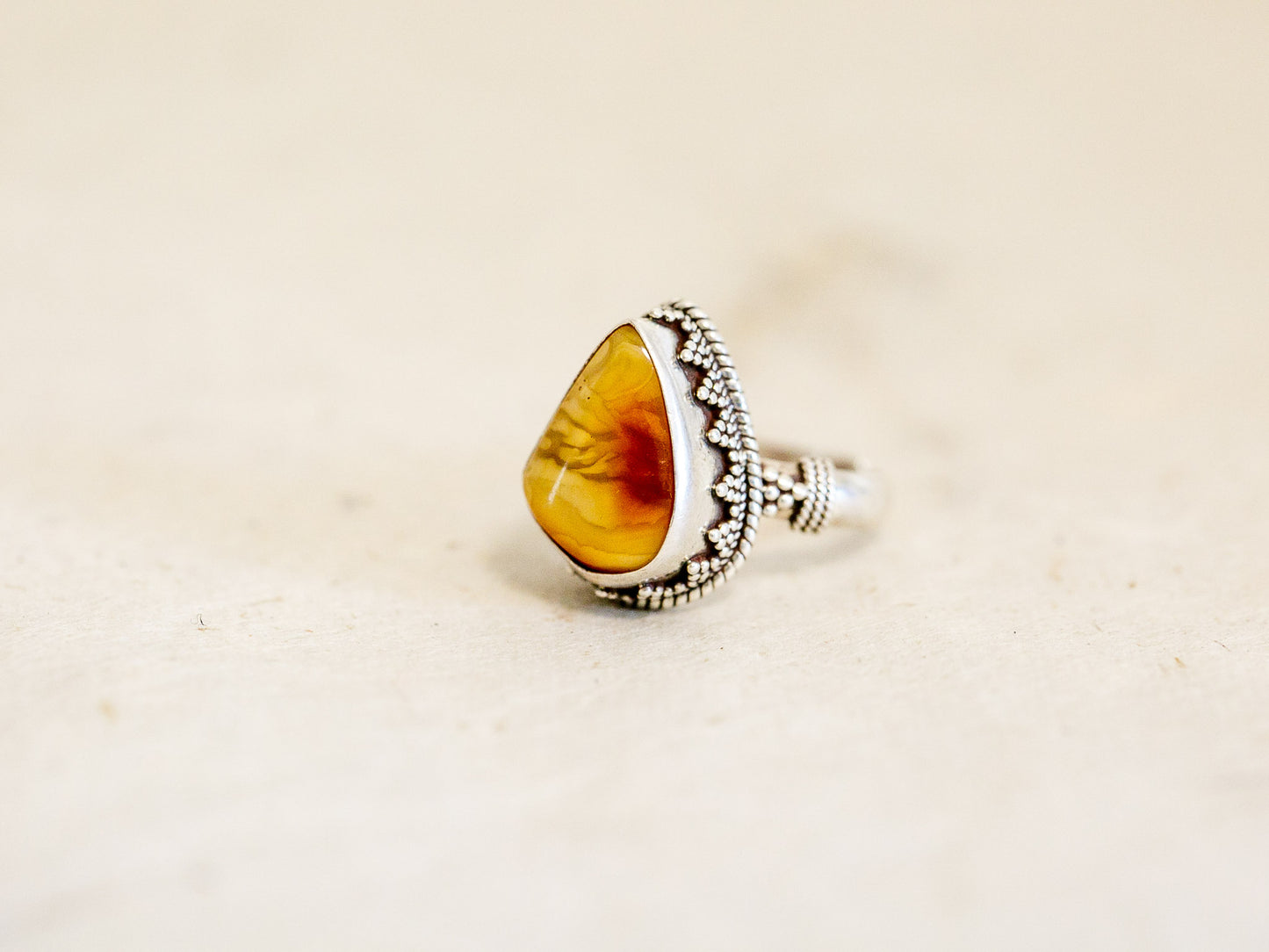 Amber Sterling Silver Ring