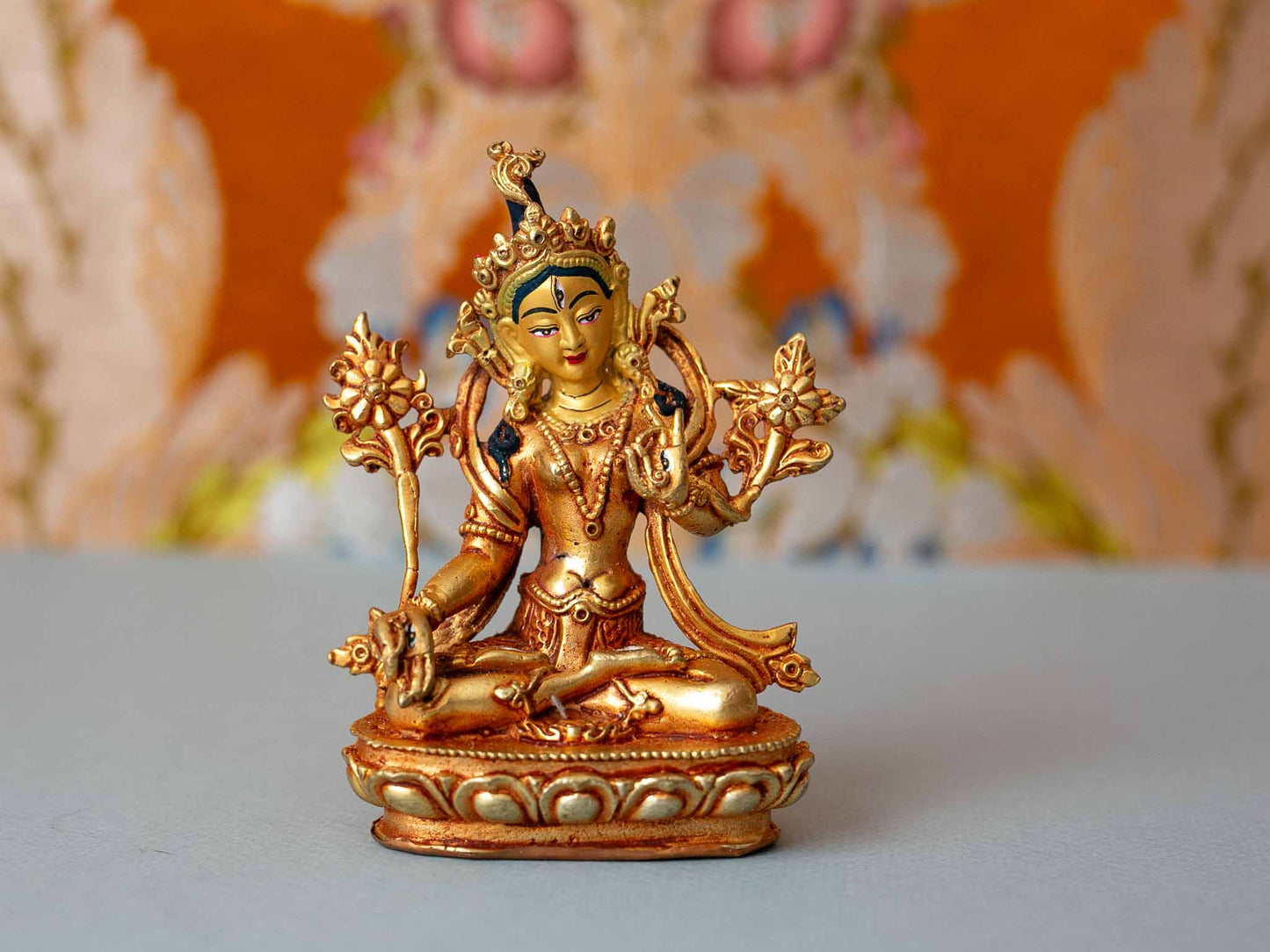 4” Gold Plated White Tara Statue