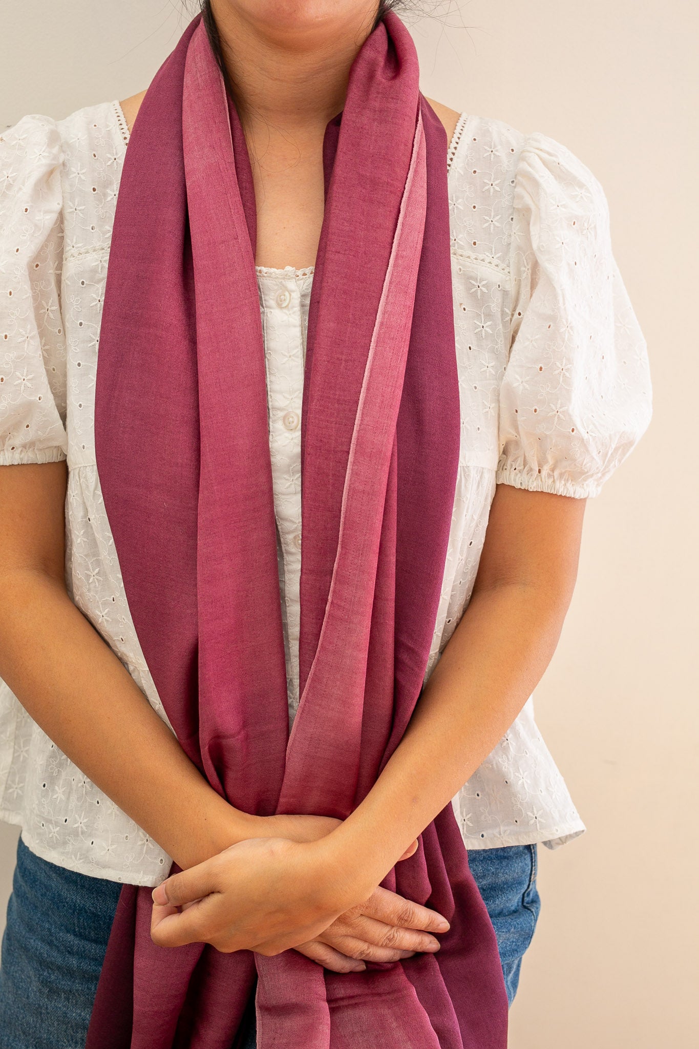Shaded Cashmere Shawl (All Seasons) - Maroon