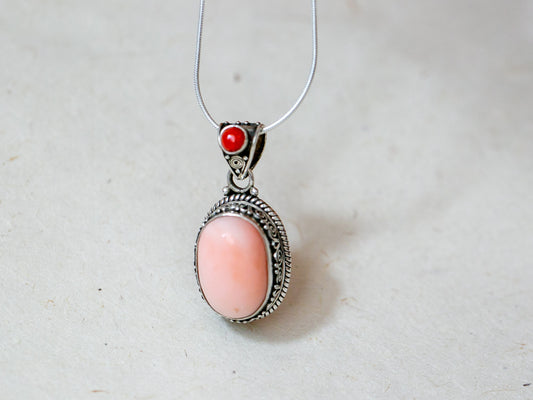 Tibetan Coral Silver Pendant