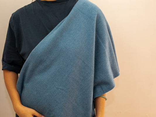 Large cashmere meditation shawl blanket in blue