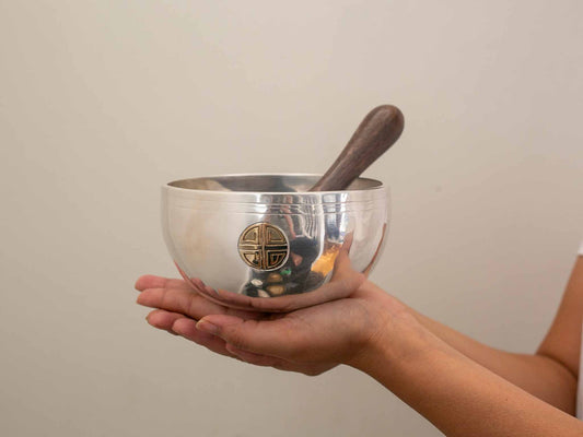 Silver Moon Singing Bowl - Base Note A#4 (455 Hz)