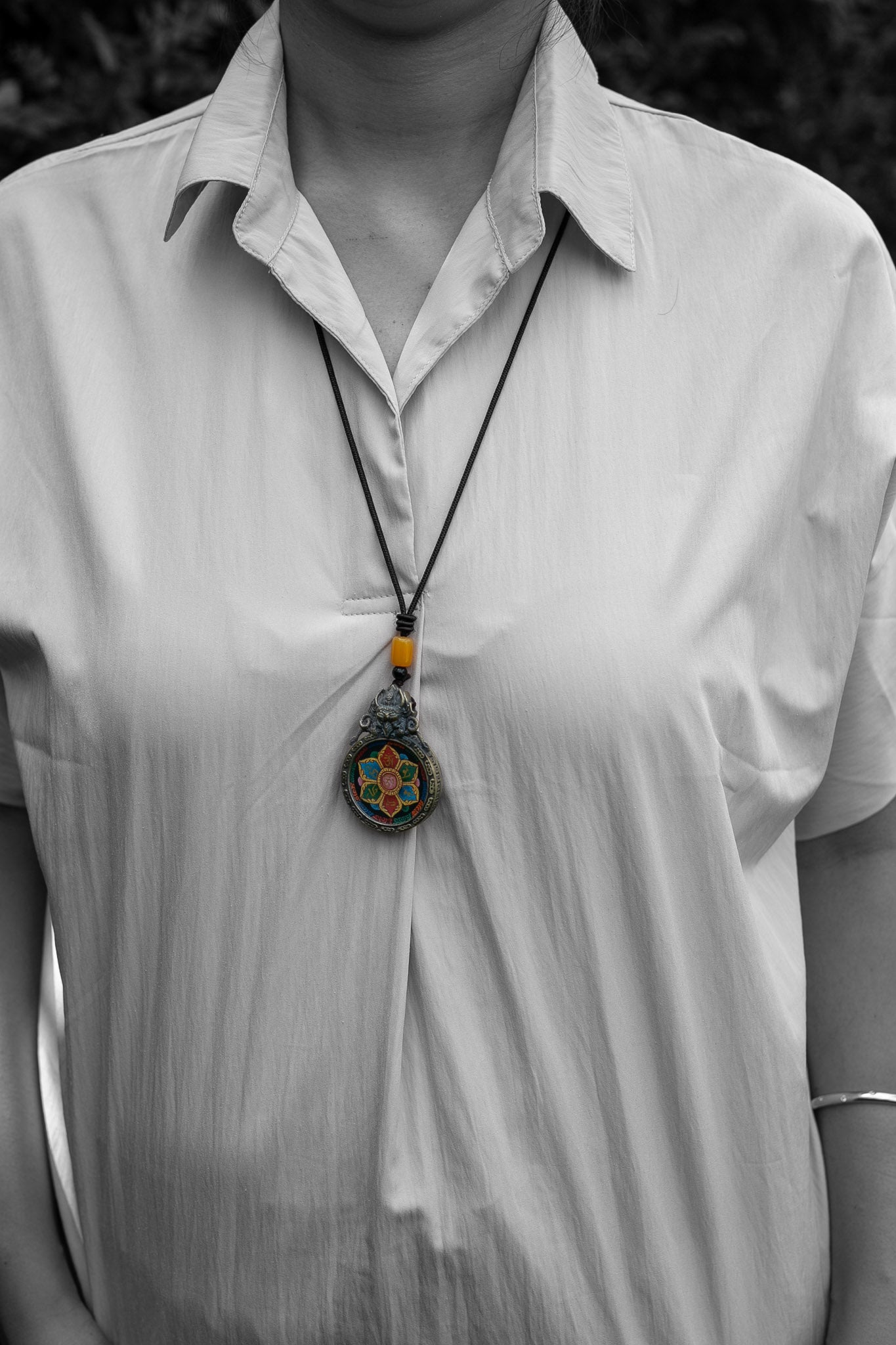 Bold Compassion Mantra Thangka Pendant #2