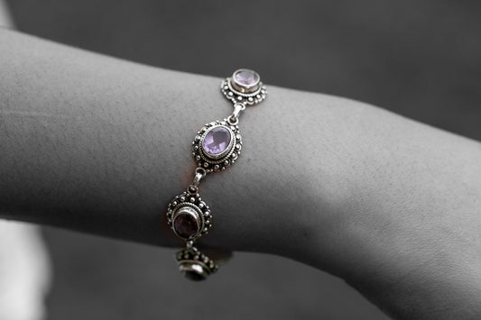Amethyst and Silver chain bracelet