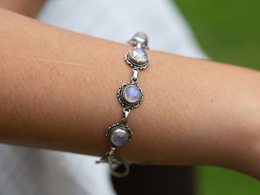 Moonstone and Silver chain bracelet