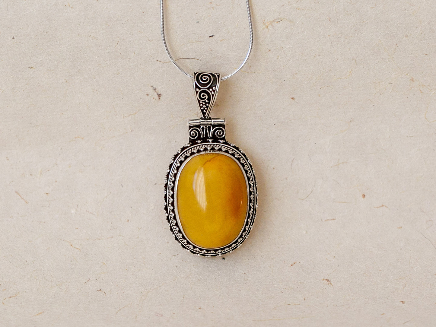 Amber and Sterling Silver Pendant