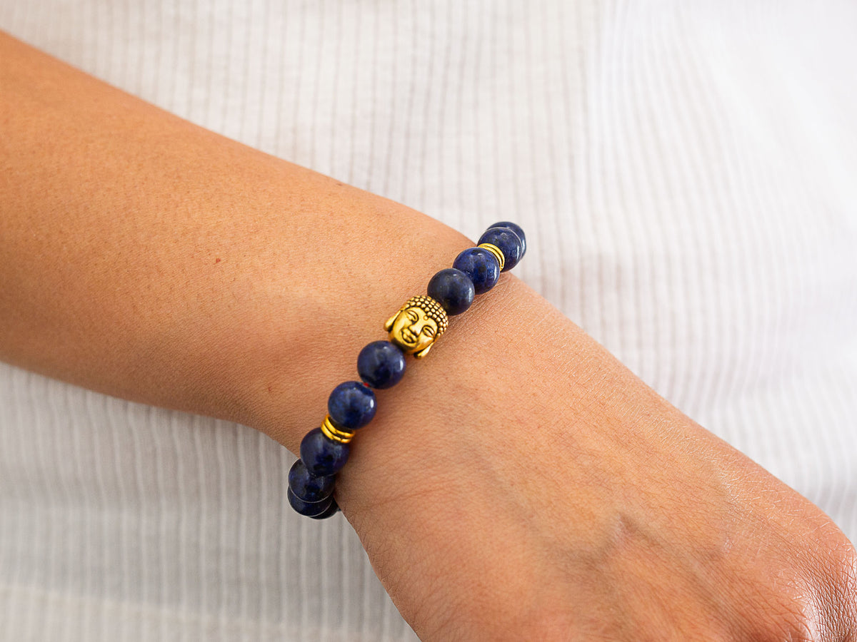 Lapis Buddha Mala Bracelet
