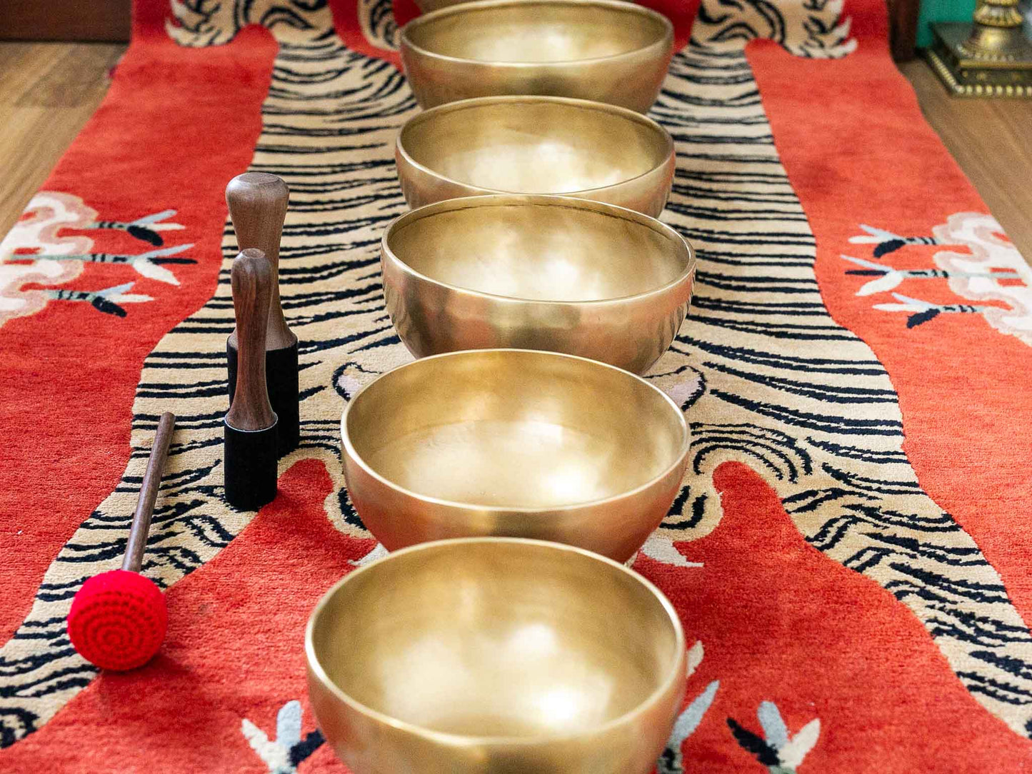 Set of 7 Nesting Hand Hammered Tibetan Singing Bowls