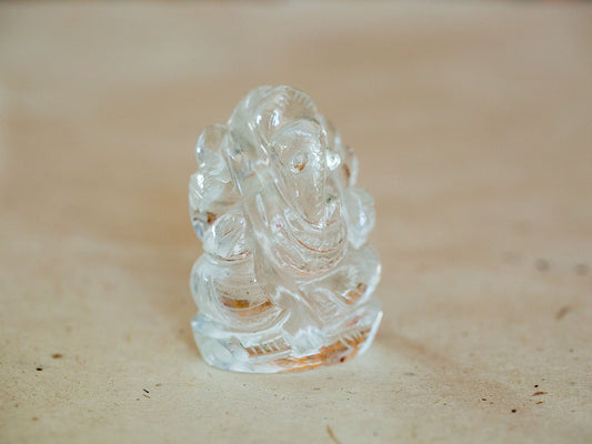 Miniature Ganesha Quartz Crystal Statue