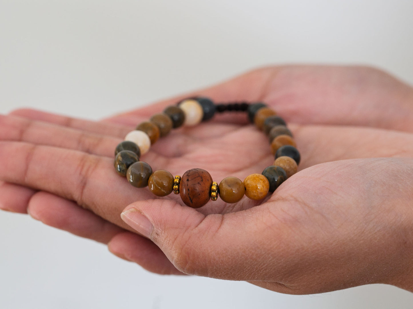 Custom Riverstone Mala Bracelet with Bodhi Seed