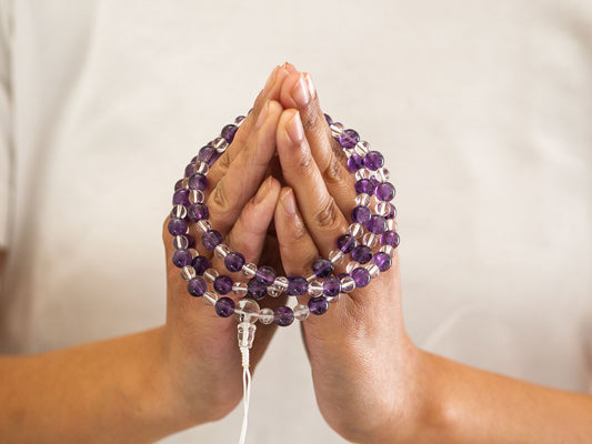 Amethyst with Himalayan Crystal Mala