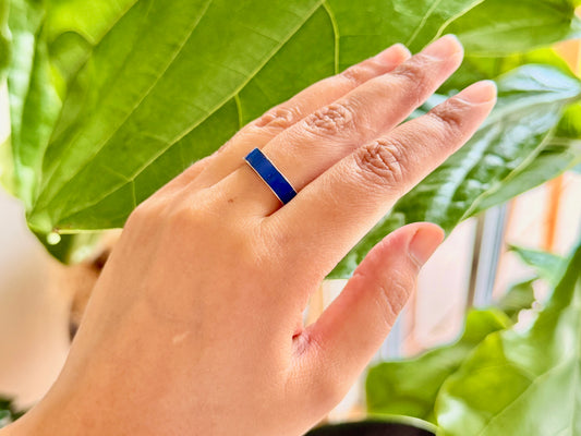 Stone Inlay Silver Band