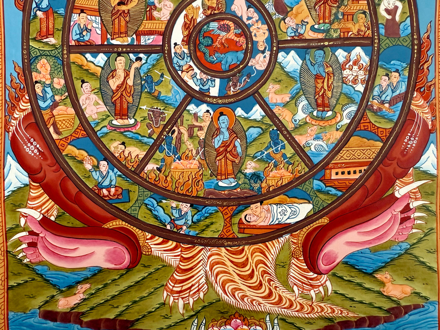 Wheel of Life Thangka - Red Border