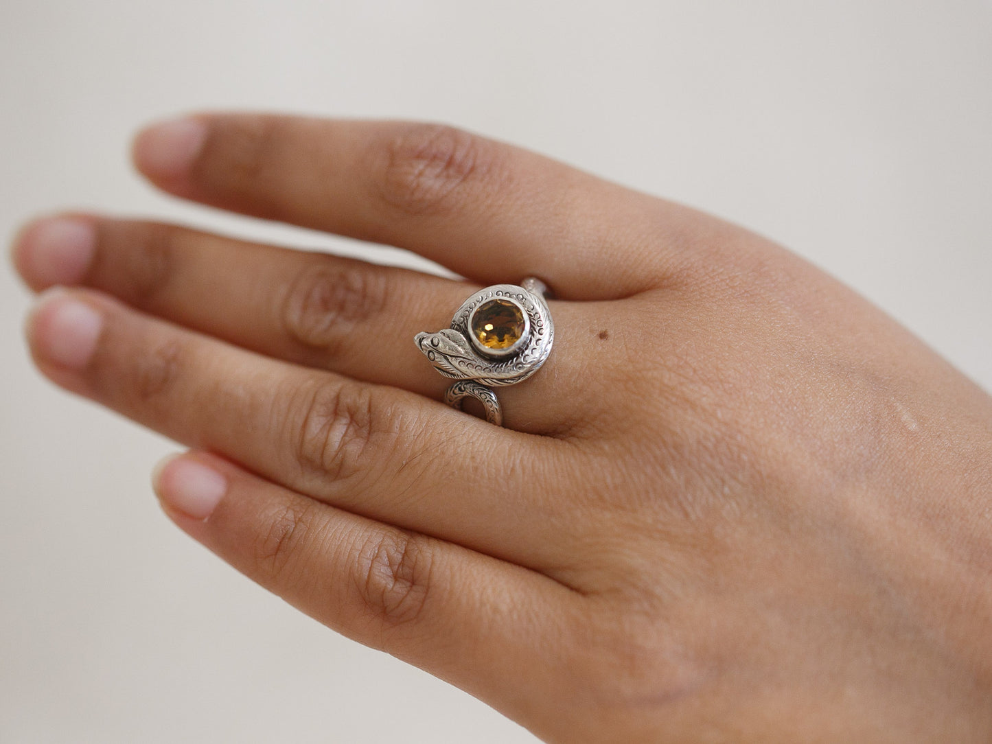 Serpent Gemstone and Sterling Silver Ring