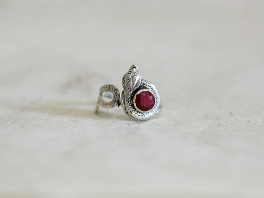 Serpent Gemstone and Sterling Silver Ring