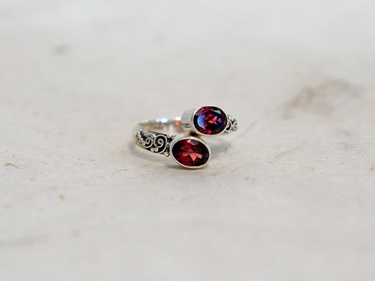 Gemstone and Sterling Silver Ring (Cuff)