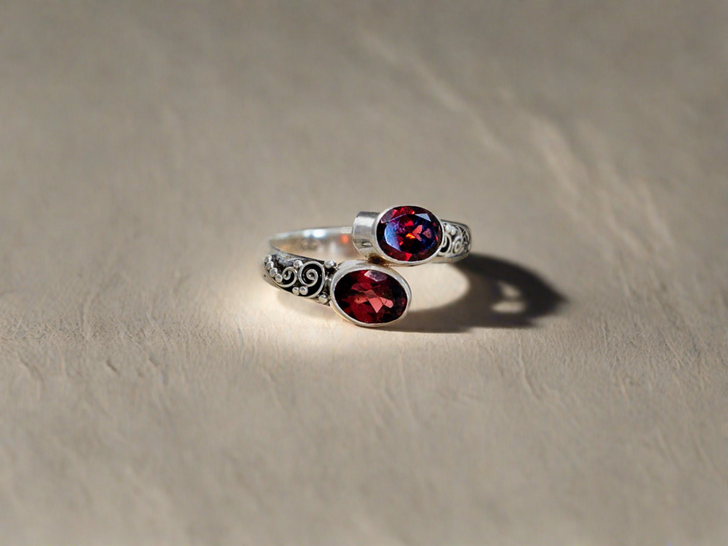 Gemstone and Sterling Silver Ring (Cuff)