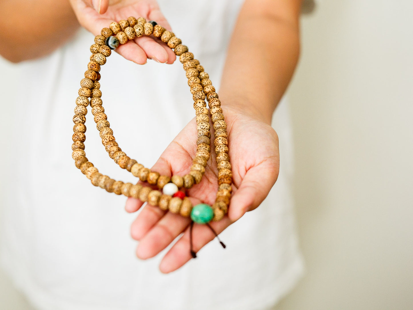 Custom Lotus Seed Mala with Tibetan Gemstones