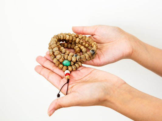 Custom Lotus Seed Mala with Tibetan Gemstones
