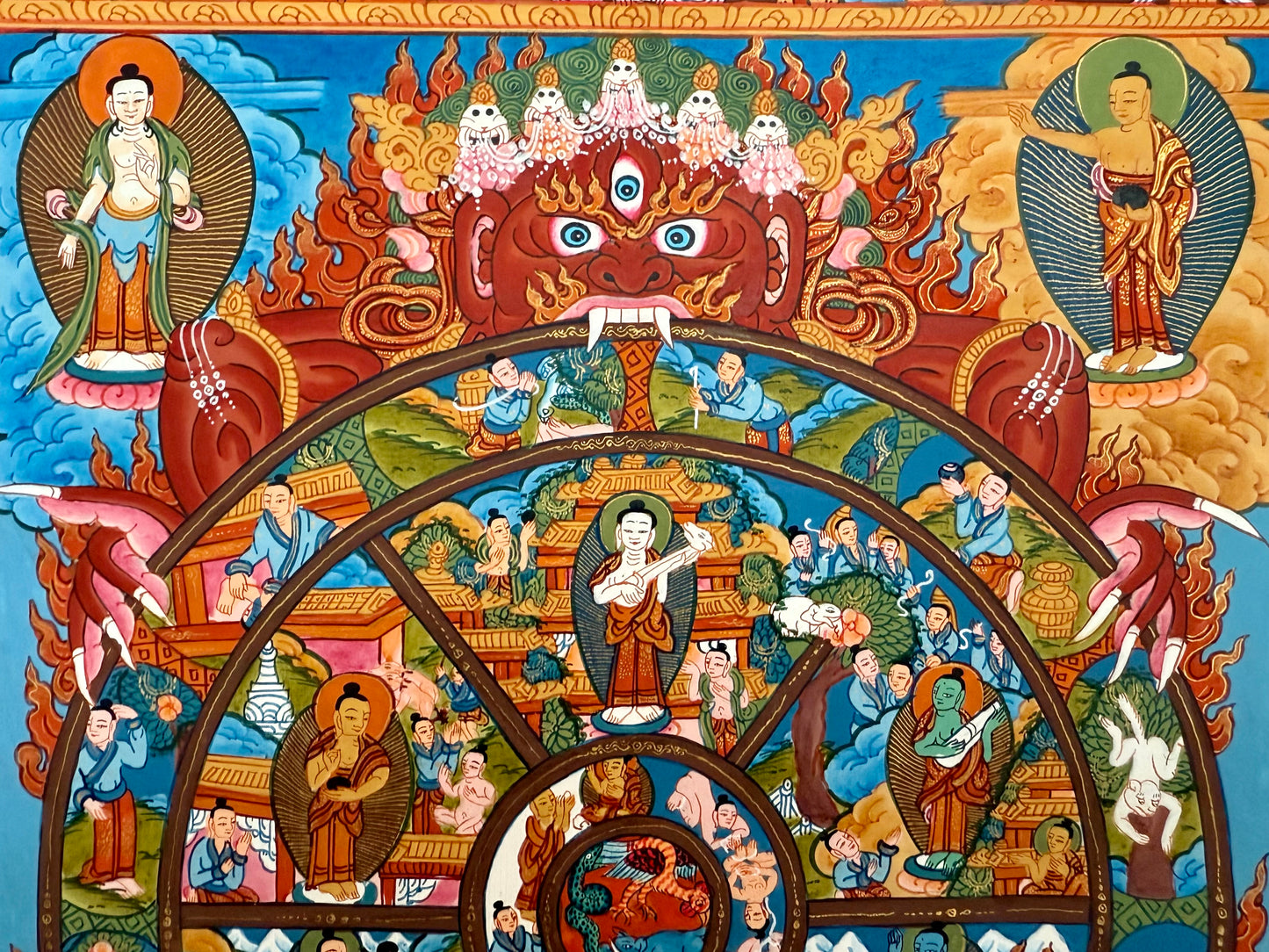 Wheel of Life Thangka - Red Border