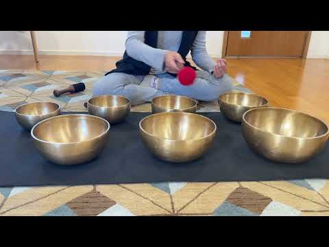 Set of 7 Nesting Hand Hammered Tibetan Singing Bowls