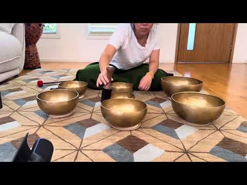 Set of 7 Nesting Hand Hammered Tibetan Singing Bowls