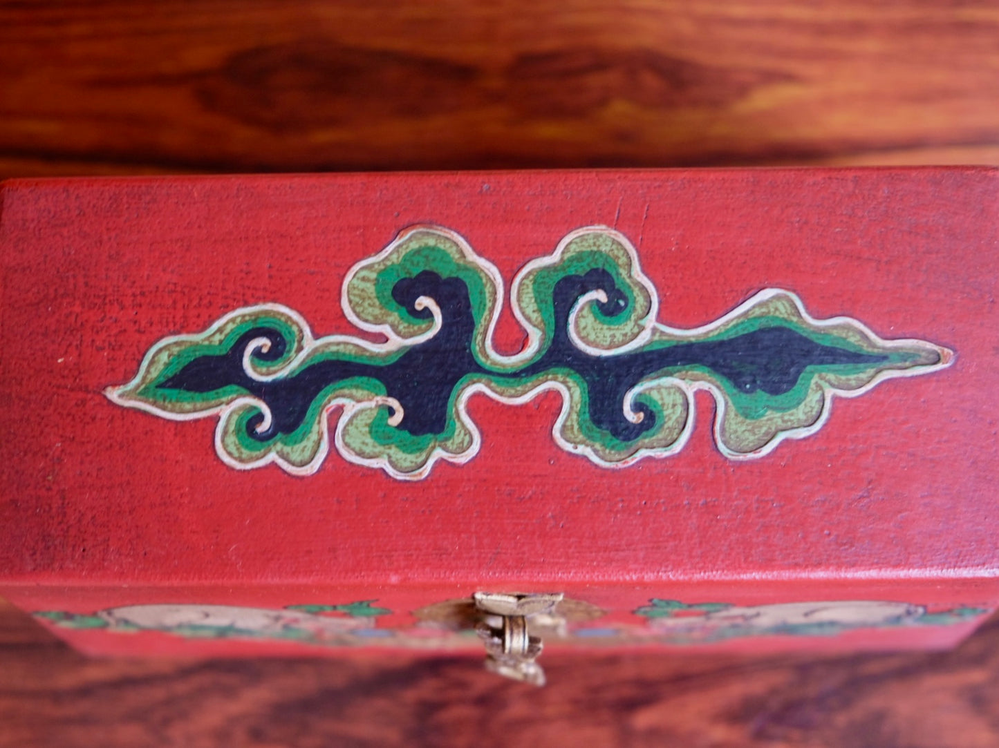 Mongoose and Precious Jewels - Trapezoid Tibetan Chest