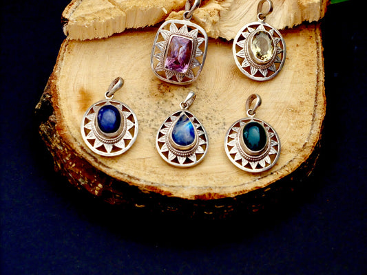 Gemstone and Sterling Silver Pendant