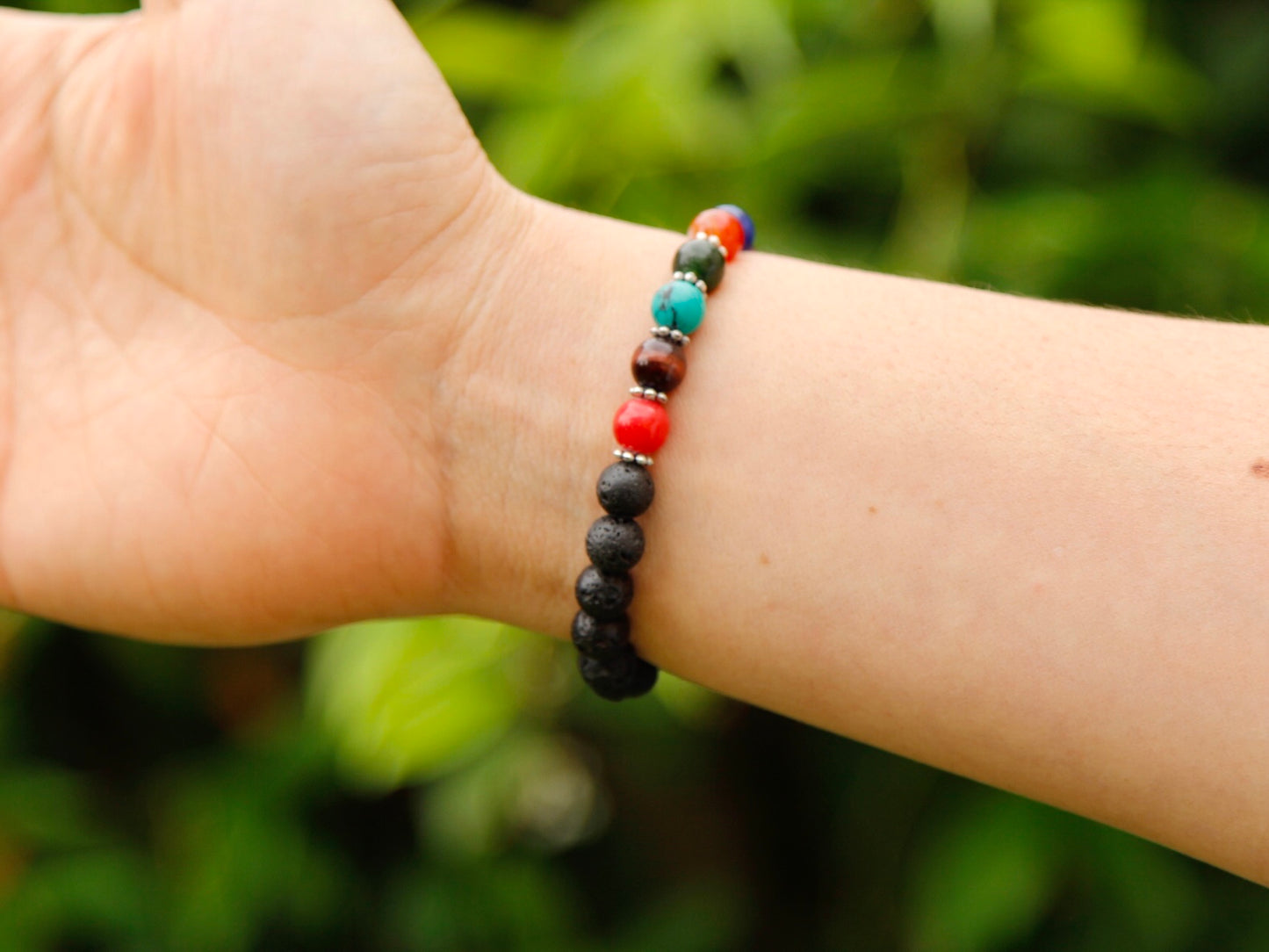 Chakra and Lavastone Mala Bracelet