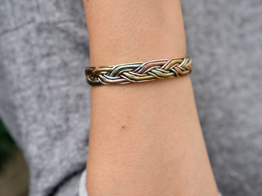 Three Metal Braided Bracelet