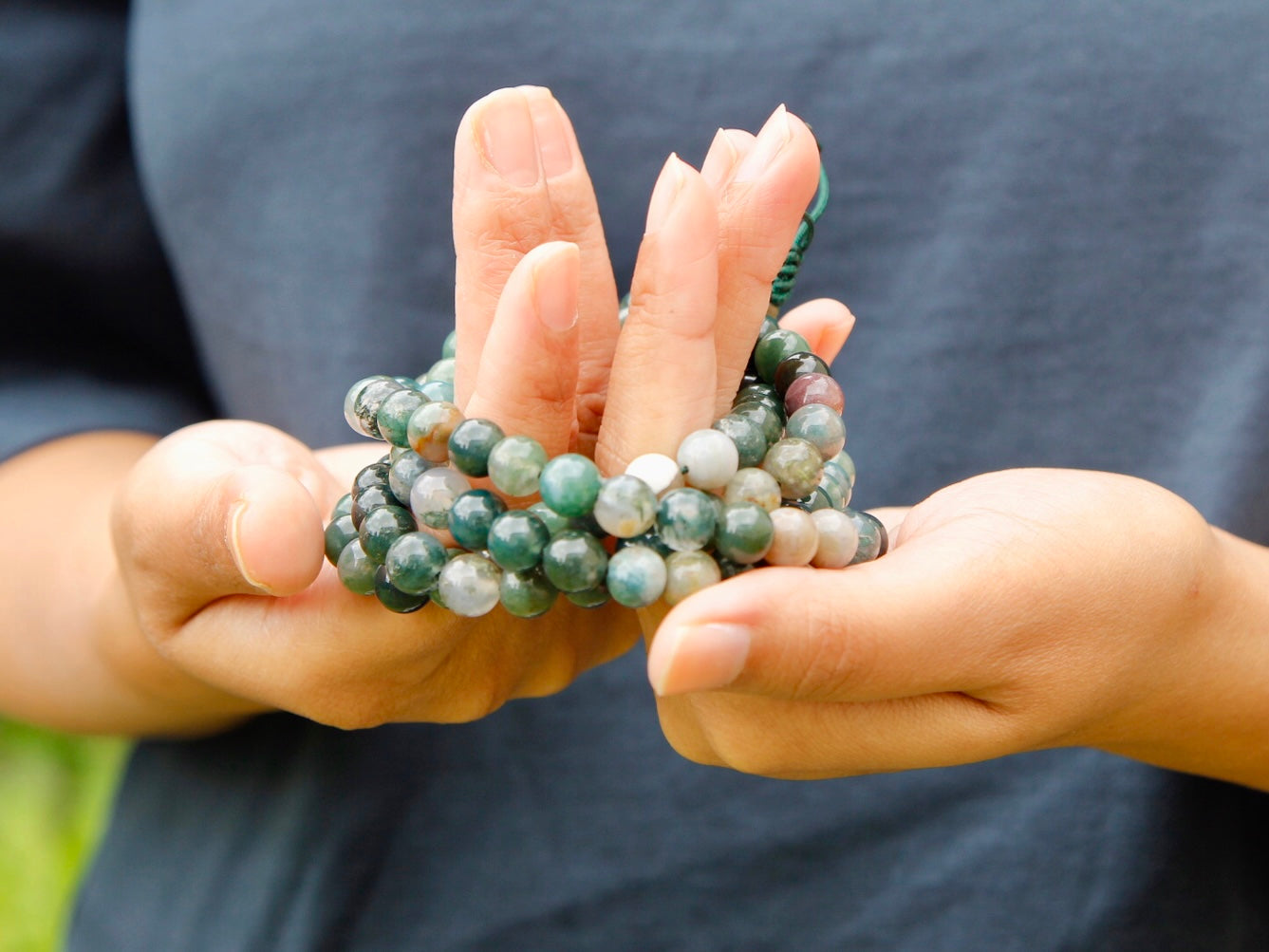 108 Bead Moss Agate Mala