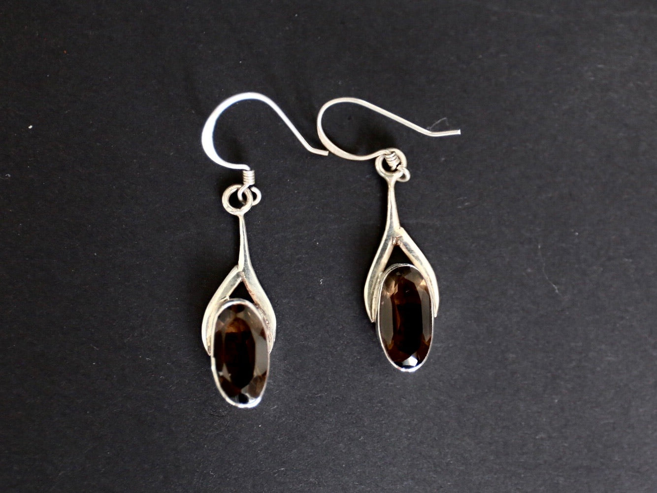 Smoky Quartz and Silver Earrings