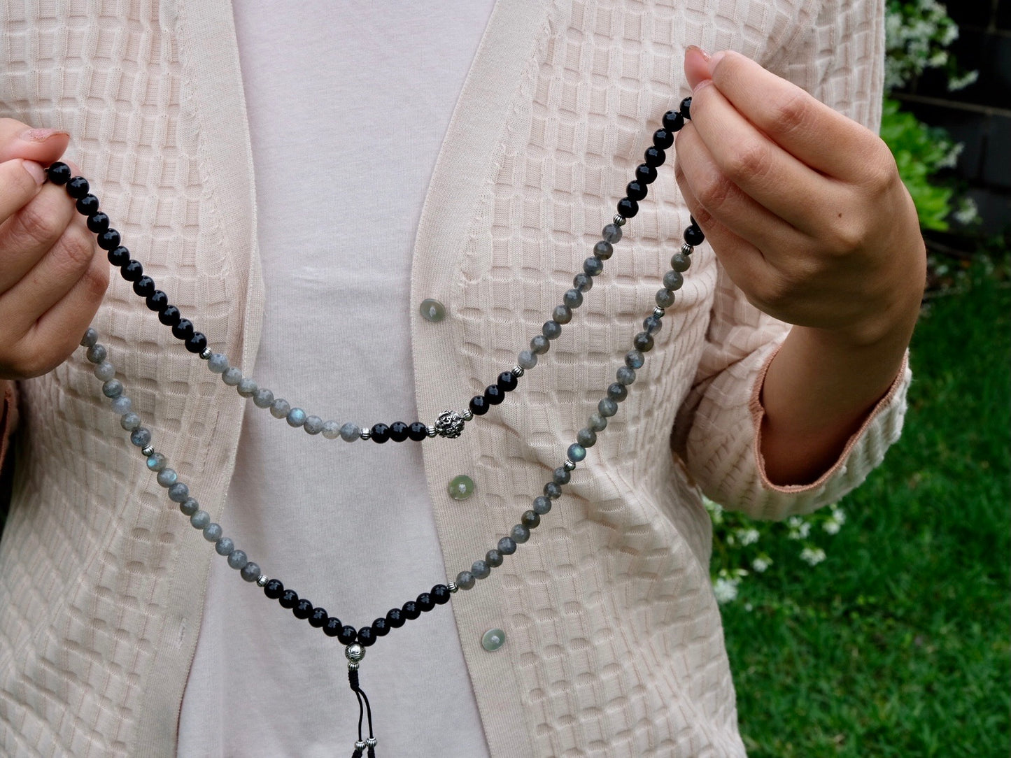 'Restoration' Labradorite and Black Onyx Mala