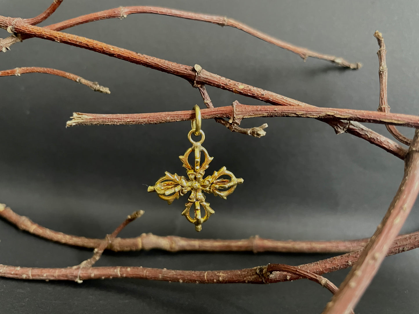 Double Vajra Brass Pendant