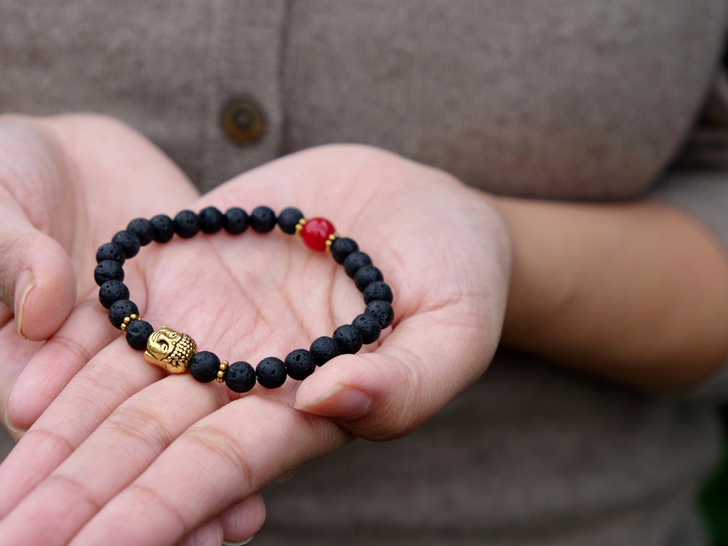 Lavastone Buddha Mala Bracelet