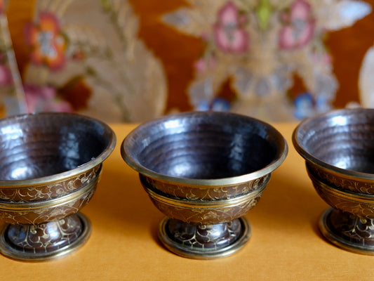 Set of 7 Small Water Offering Bowls - Copper