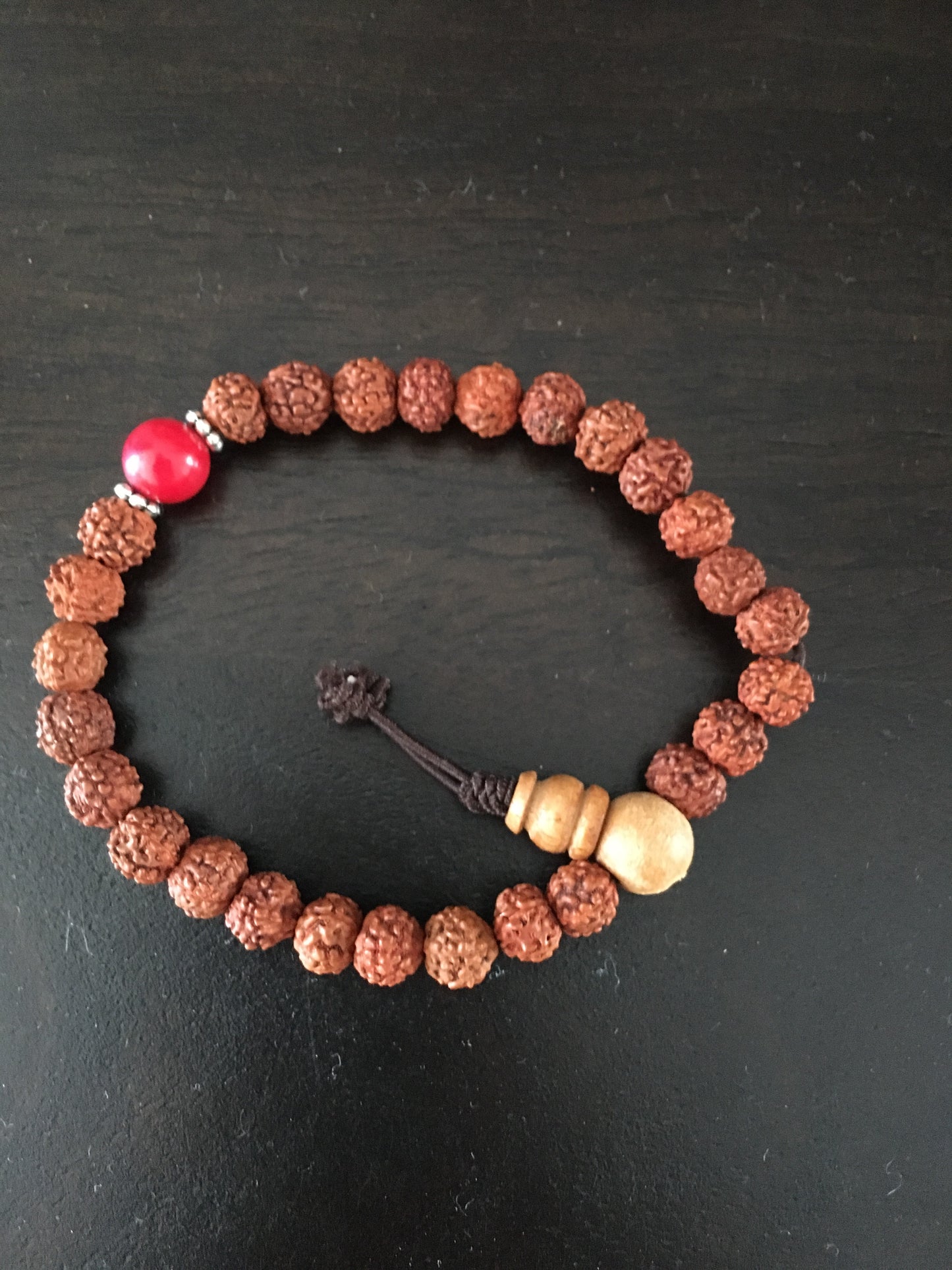Rudraksha with red stone Mala Bracelet