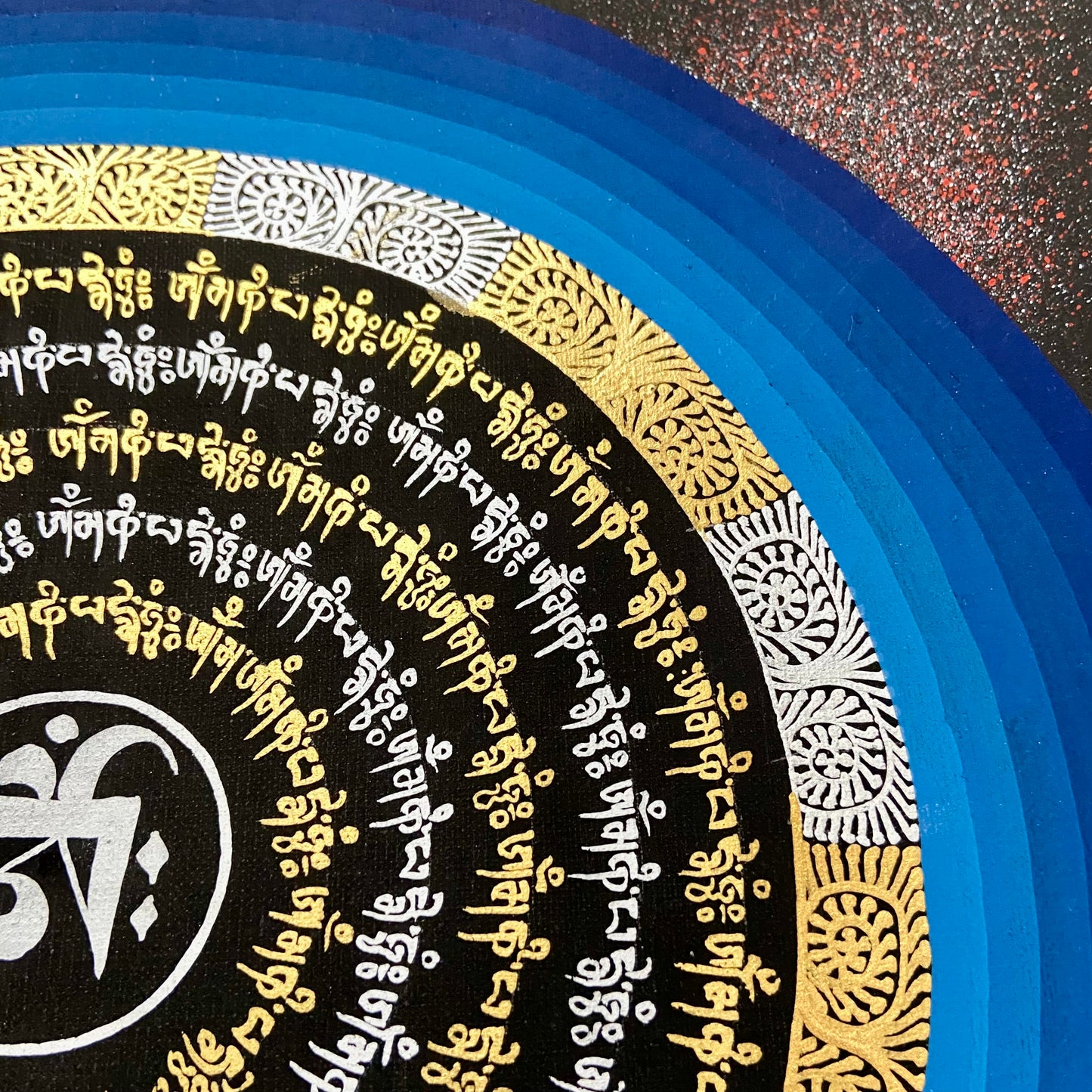 Blue Tibetan Om and Compassion Mandala