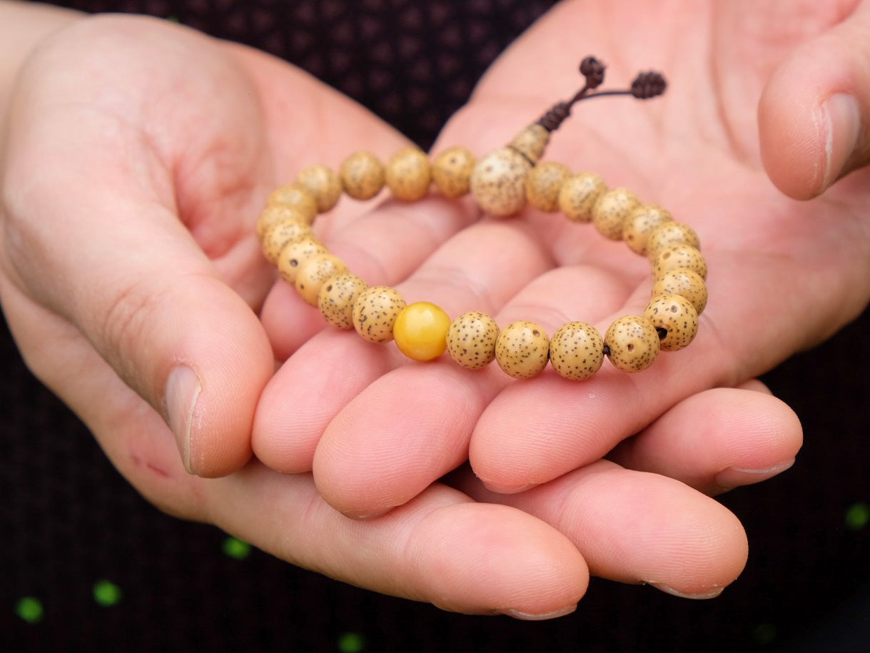 Polished Lotus Seed Mala Bracelet