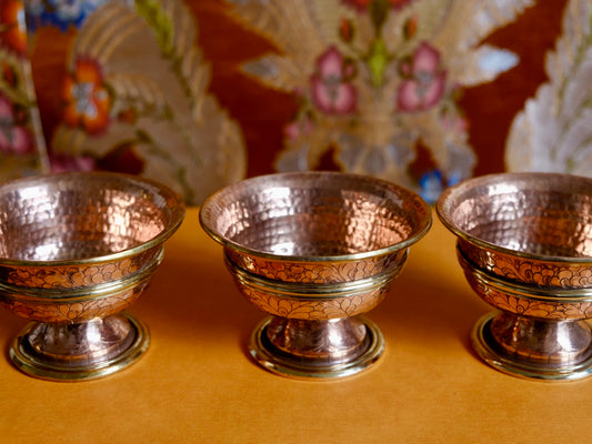 Set of 7 Copper Water Offering Bowls