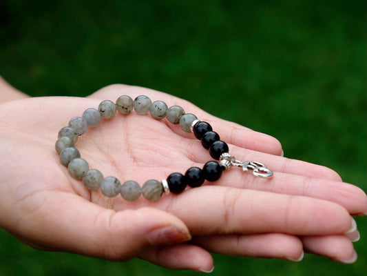 Labradorite and Black Onyx Mala Bracelet