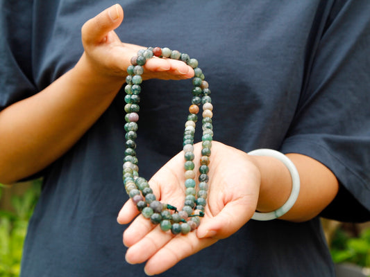 108 Bead Moss Agate Mala