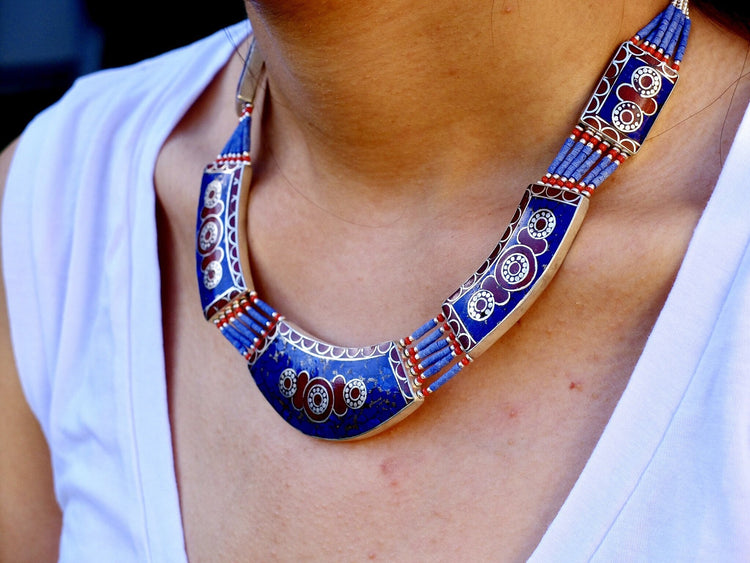 Tibetan necklace lapis lazuli