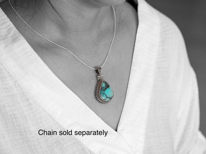Teardrop Turquoise and Silver Pendant