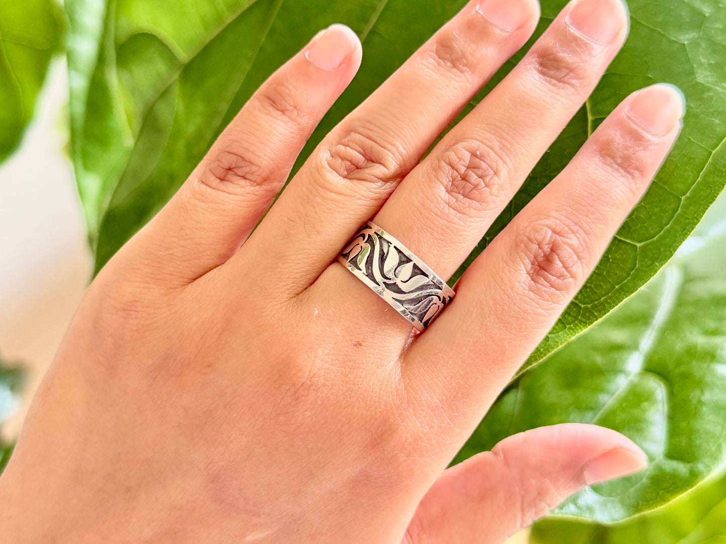 Lotus Sterling Silver Band