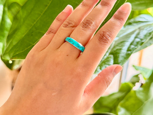 Stone Inlay Silver Band