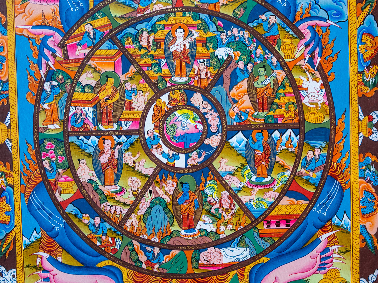 Wheel of Life Thangka - Red Border