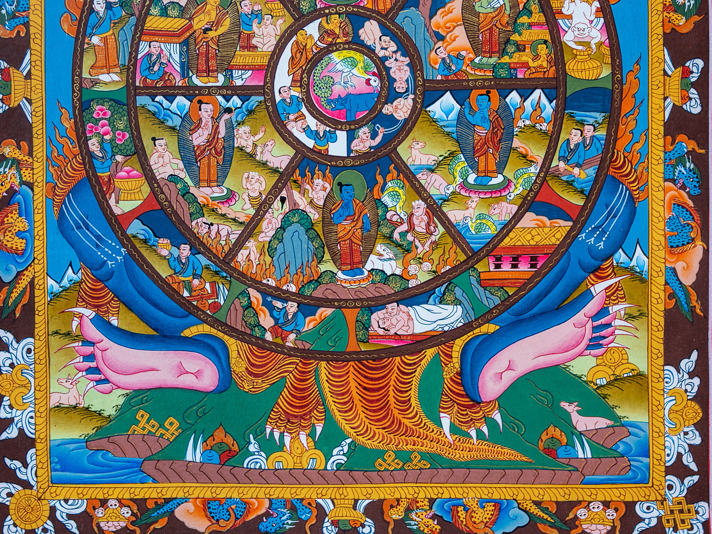 Wheel of Life Thangka - Red Border